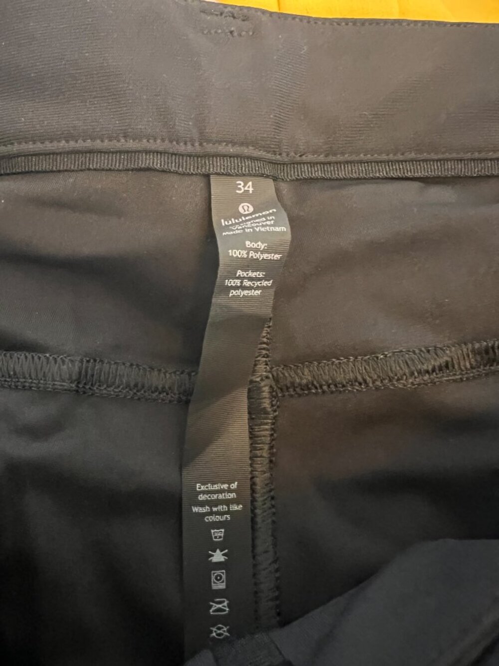 Lululemon Men's Classic-Fit Black Pants Trouser 34x32 - Picture 8 of 8